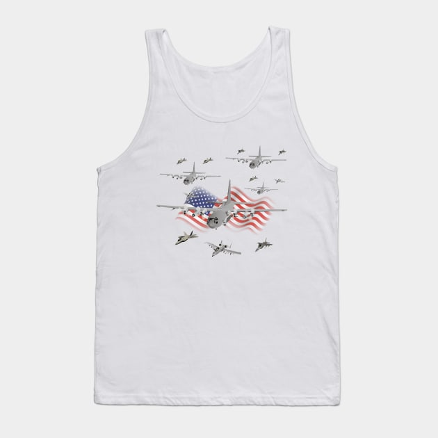 American Air Force Armada AC130 F22 F16 A10 Tank Top by NorseTech